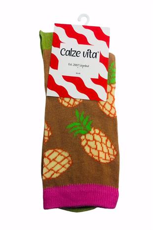 Calze Vita Ananas Figürlü Renkli Kadın Soket Çorap