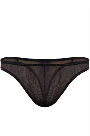 Doreanse Erkek Polyester Siyah Parlak Transparan Tanga String 1302