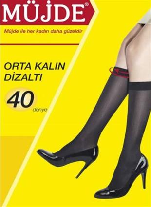 Müjde 12li 40 Denye Rahat Lastikli Orta Kalın Dizaltı Çorap TÜM RENKLER