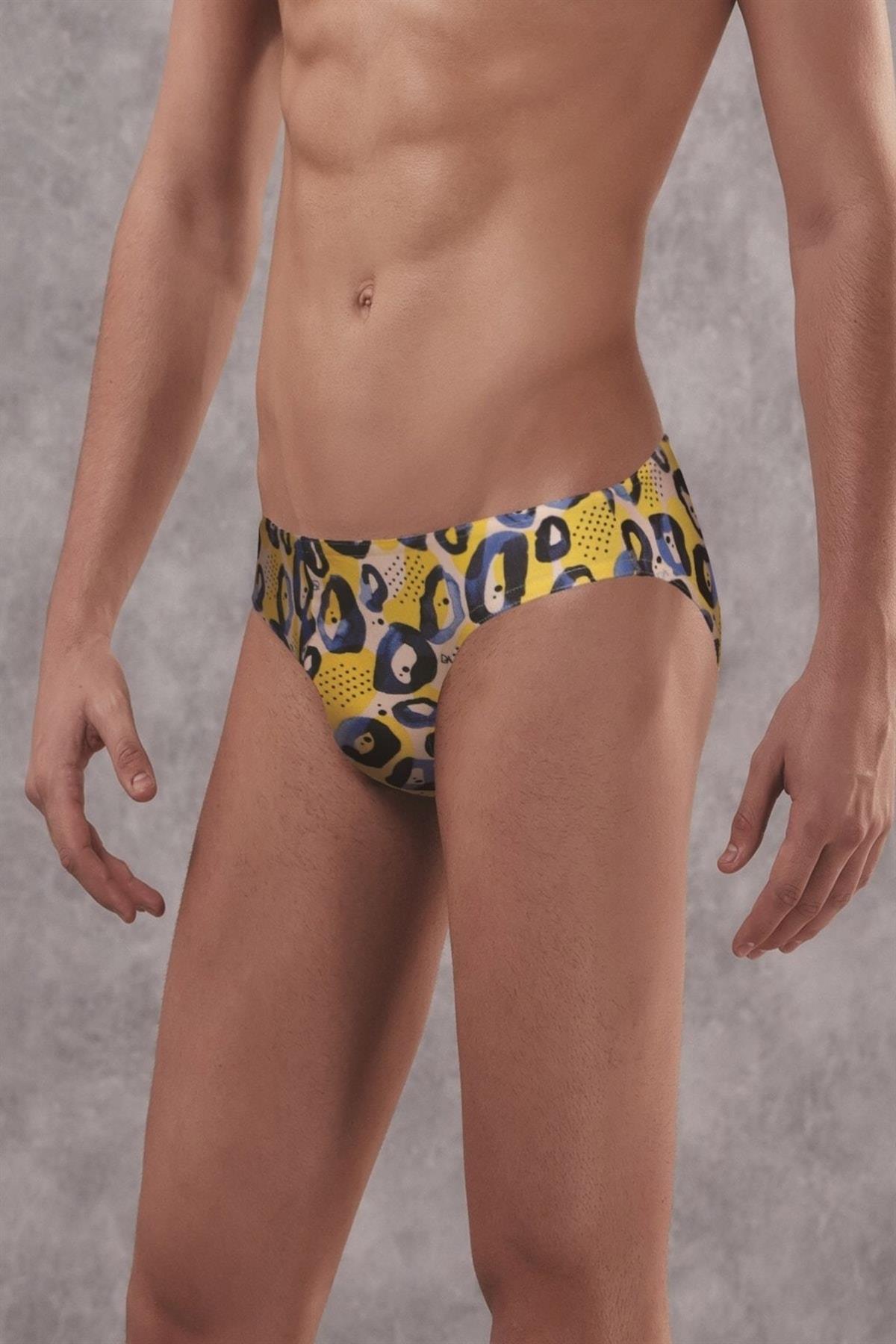 Erkek Mavi Leopar Desenli Slip 1407