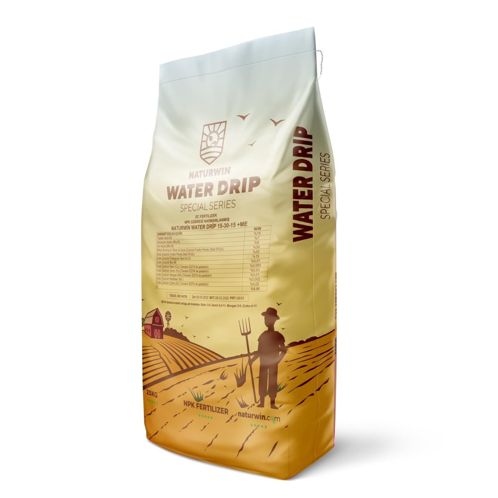 Damlama Gübresi Naturwin Water Drip 15-30-15+Me Npk Gübre 25 Kg