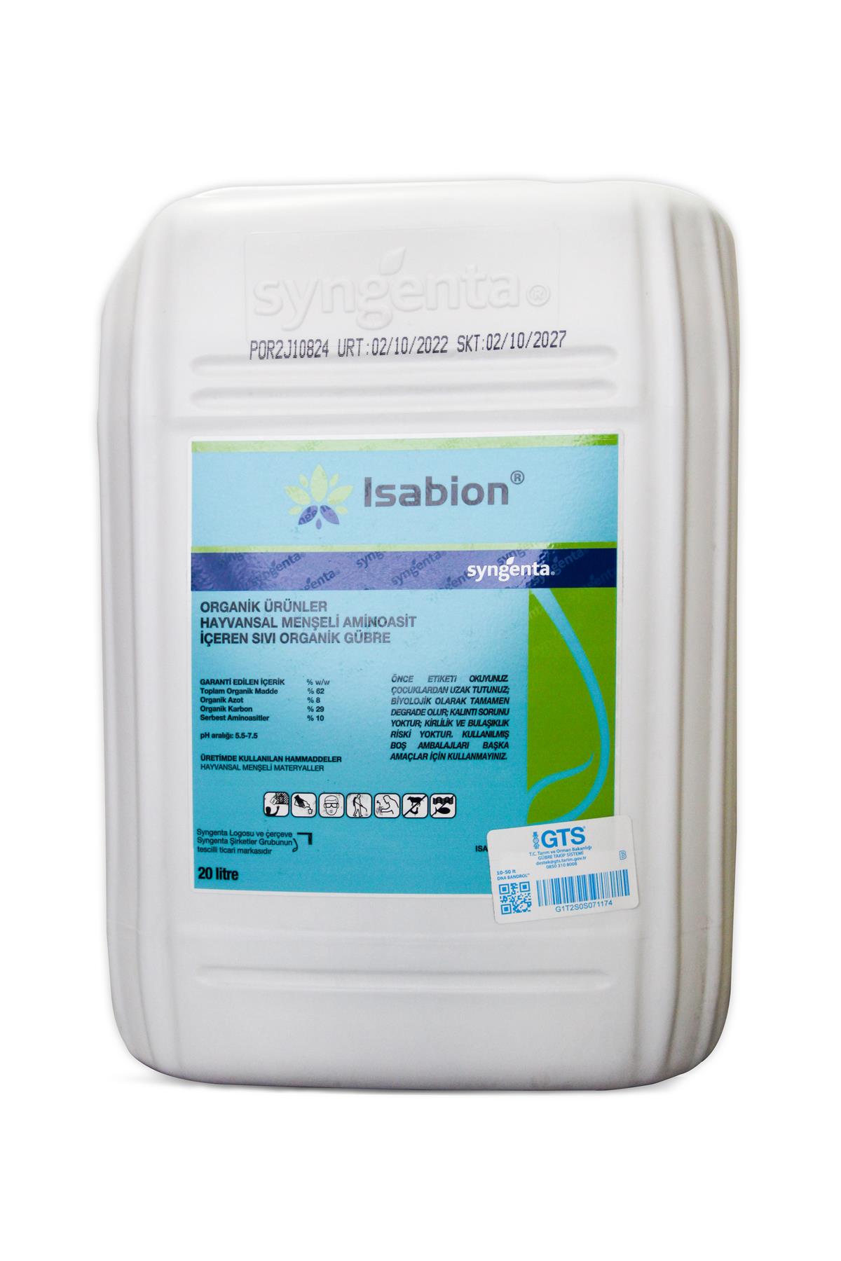 Syngenta İsabion Hayvansal Menşeli Aminoasit İçeren Sıvı Organik Gübre 20 LT