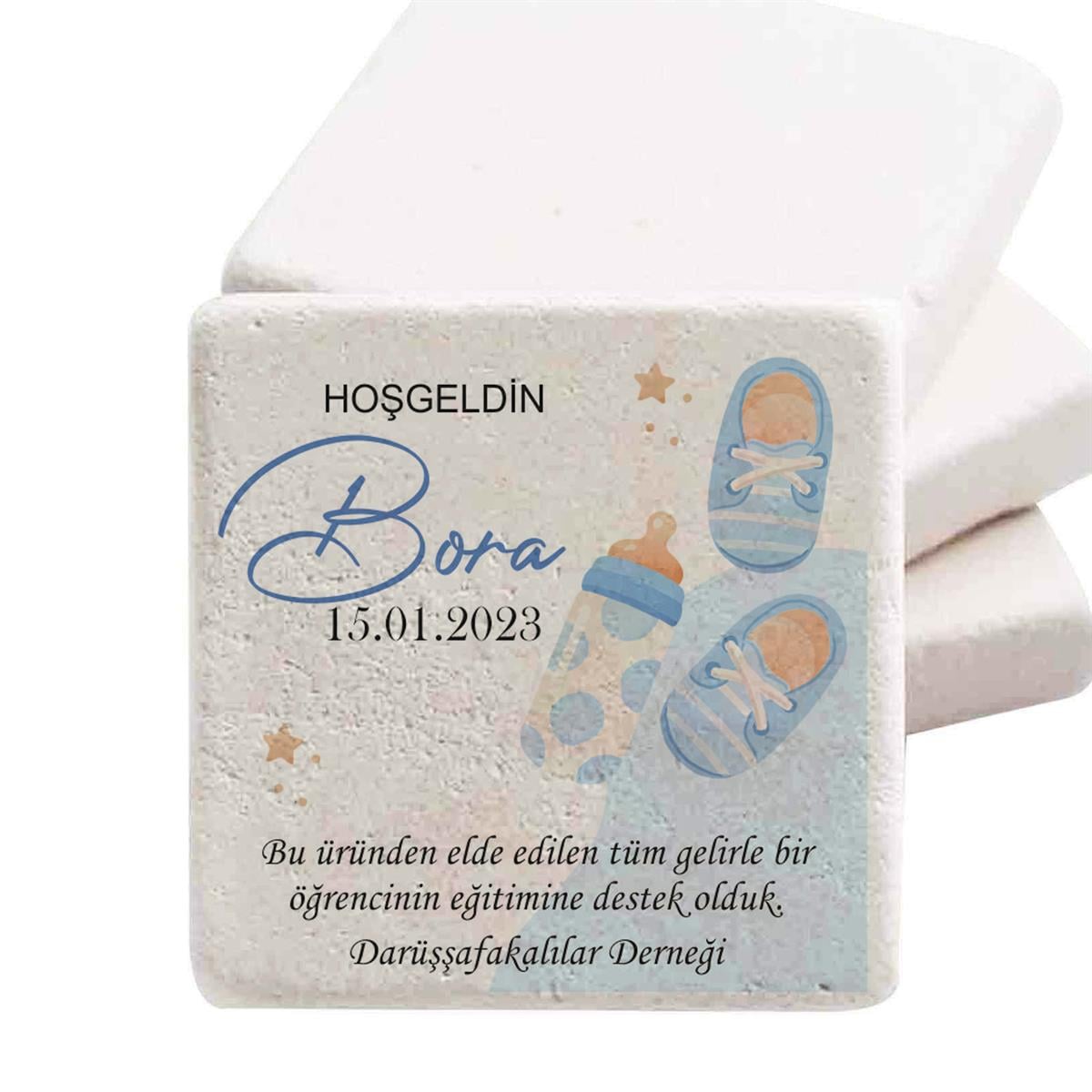 Bebek Şekeri Magnet Kişiye Özel Doğal Taş Magnet Minik Patikler