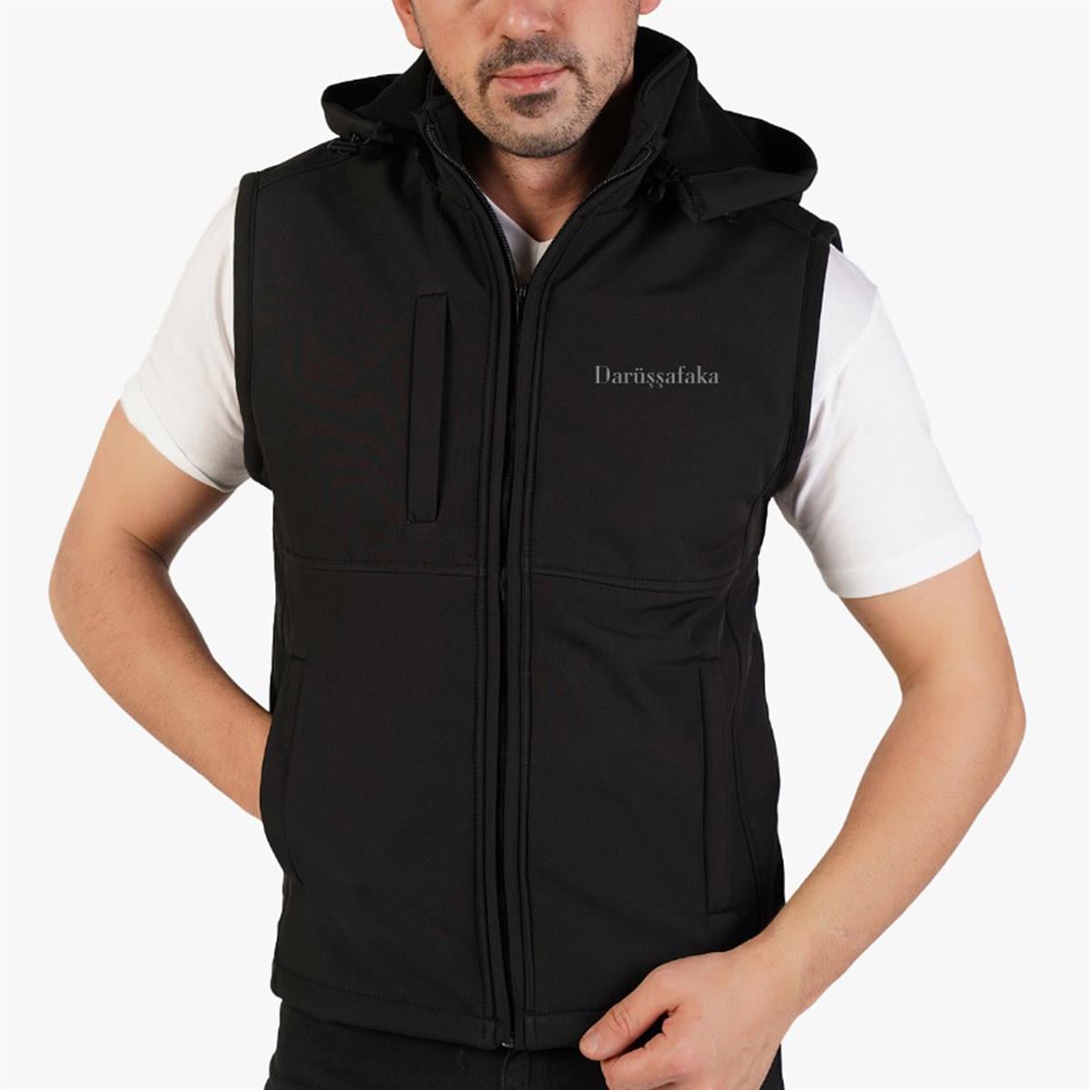 Darüşşafaka Logolu Kapüşonlu Softshell Erkek Yelek