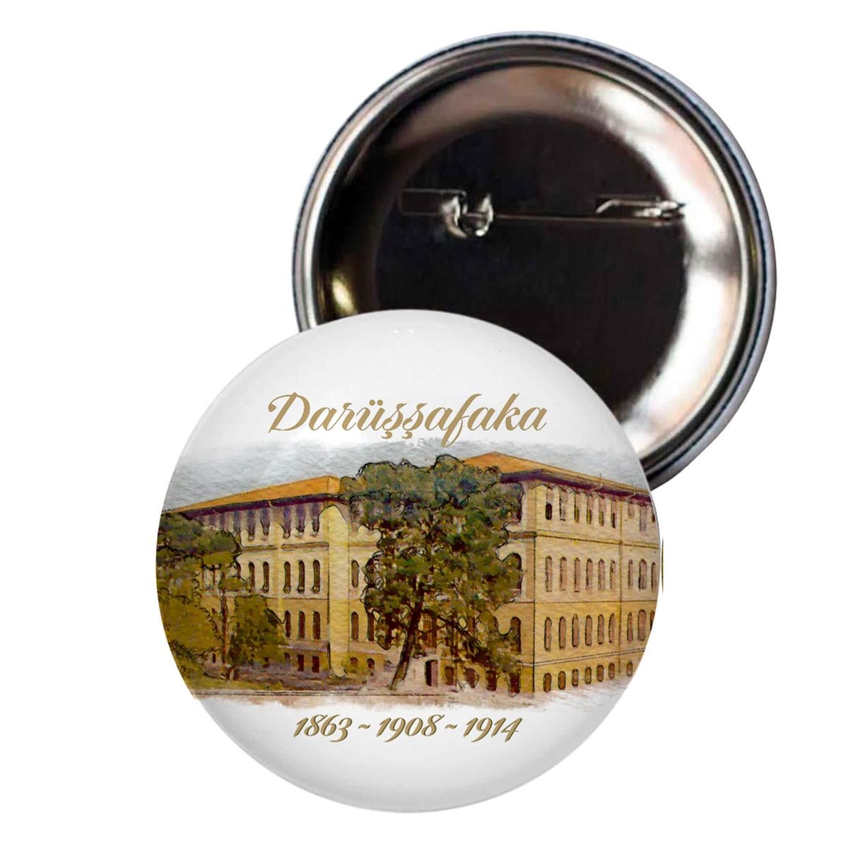 Darüşşafaka Nostaljik Bina Tarihli Baskılı İğneli Çanta Rozeti