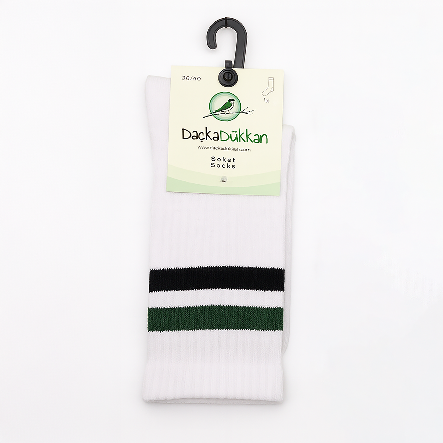 Darüşşafaka Yeşil-Siyah Şeritli Unisex Tenis Çorabı