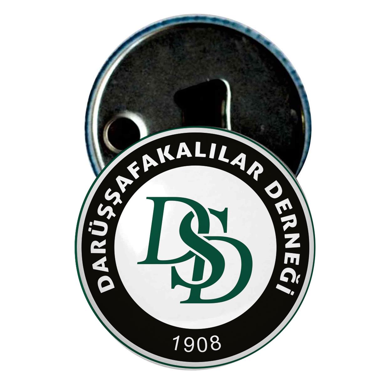 Darüşşafakalılar Derneği Logo Yeşil Siyah Baskılı Beyaz Buzdolabı Magnet Kapak Açacak