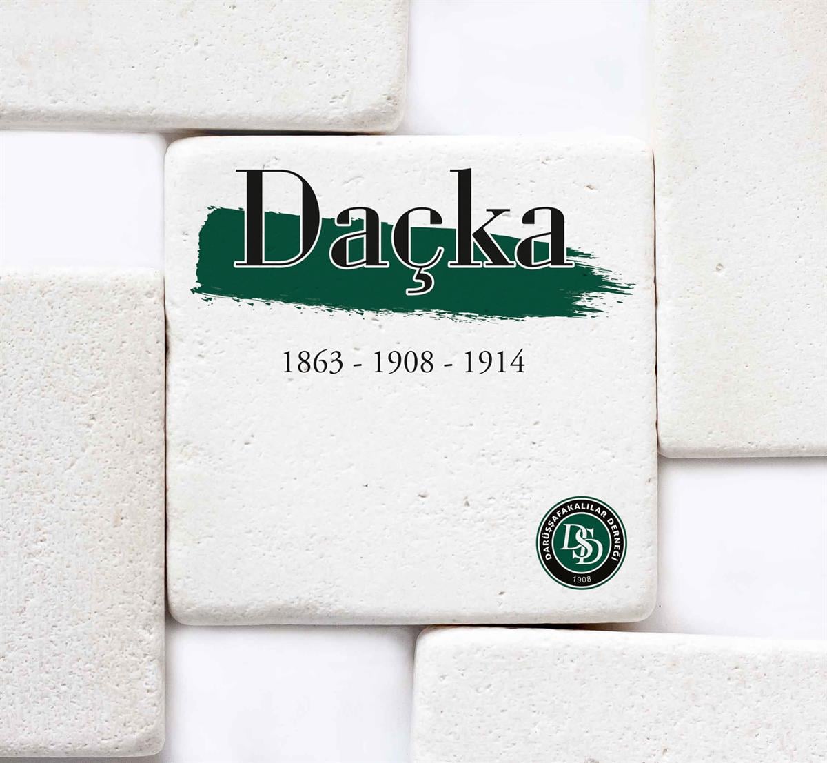 DŞ Taş Bardak Altlığı Daçka Yeşil Fırçalı