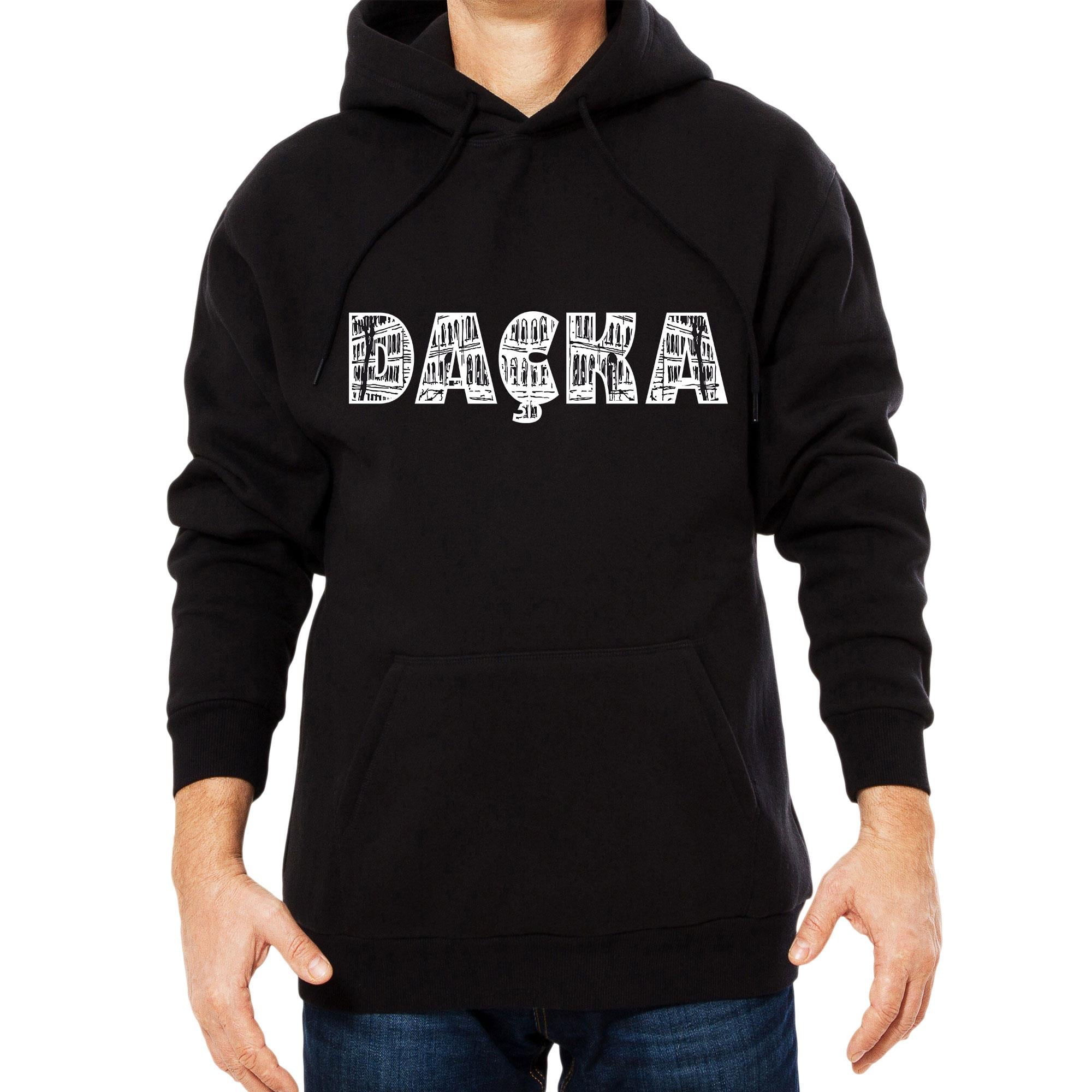 Kapüşonlu Hoodie Siyah - Nostaljik Bina Daçka