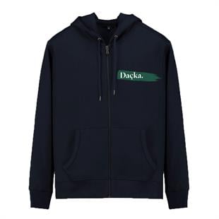 Fermuarlı Kapüşonlu Sweatshirt Siyah Daçka Fırça