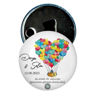 Nikah Şekeri Magnet Baskılı Kapak Açacak Renkli Balon