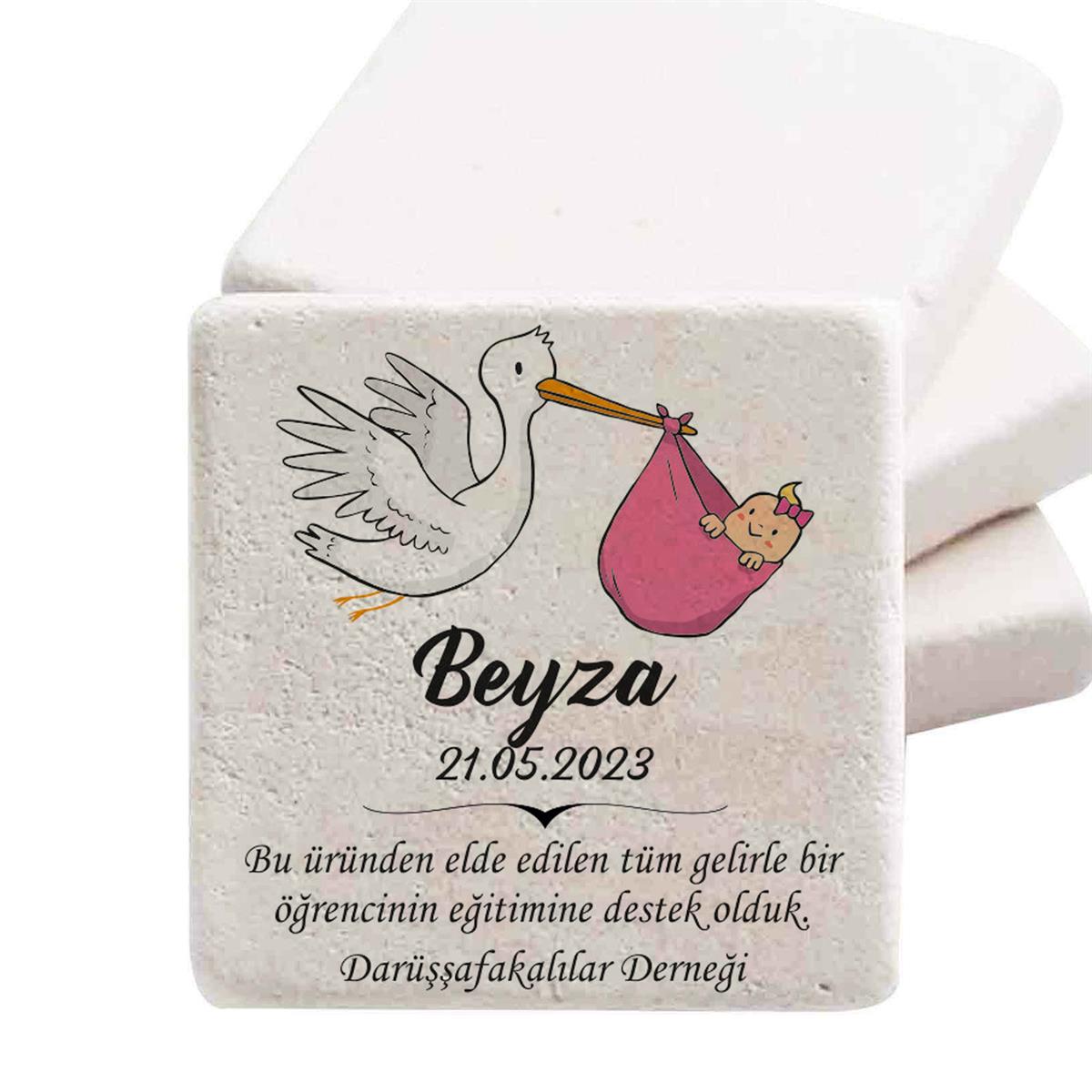Bebek Şekeri Magnet Kişiye Özel Doğal Taş Magnet Leylek