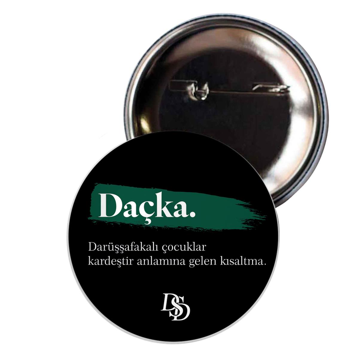 Darüşşafakalı Çocuklar Kardeştir Temalı Baskılı İğneli Çanta Rozeti Siyah