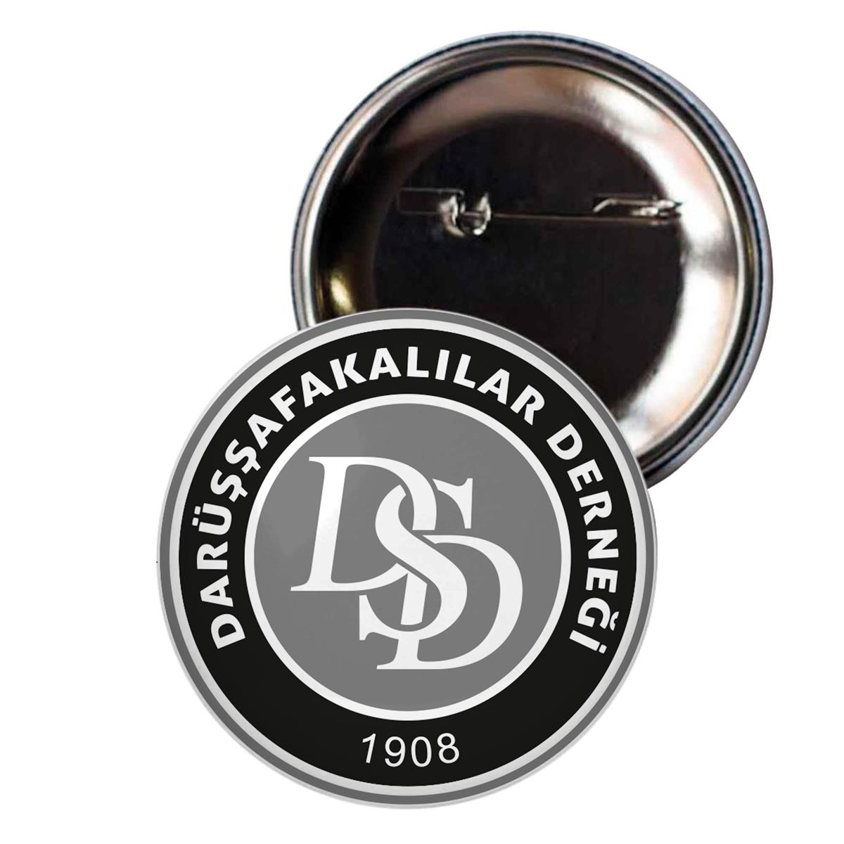 Darüşşafakalılar Derneği Logo Siyah Beyaz Baskılı İğneli Çanta Rozeti