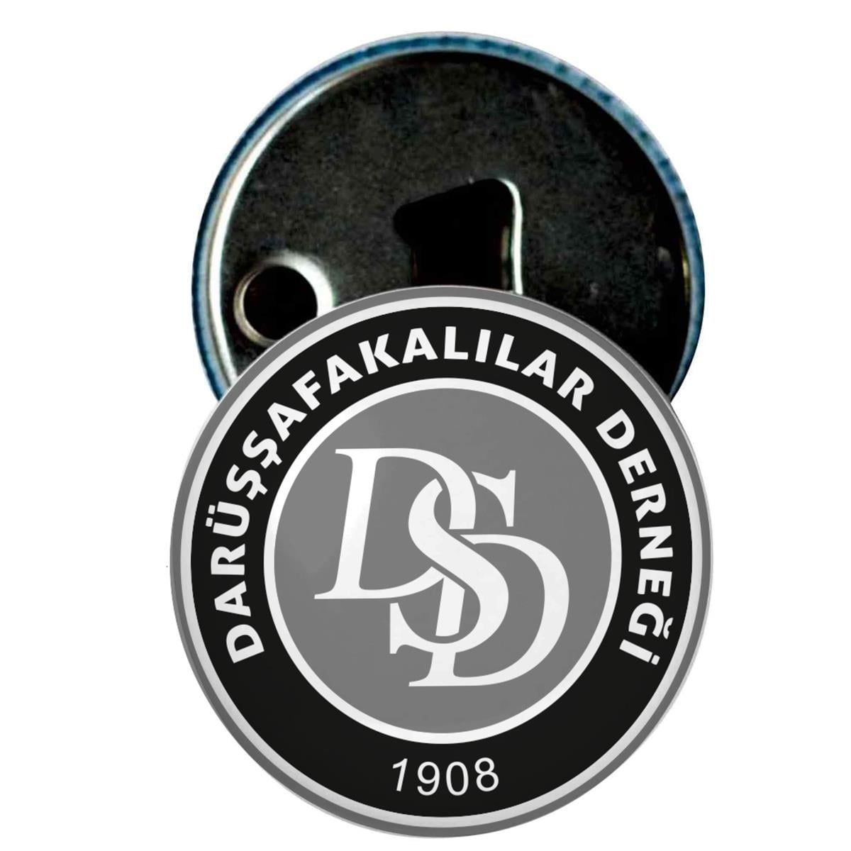 Darüşşafakalılar Derneği Logo Siyah Beyaz Baskılı Beyaz Buzdolabı Magnet Kapak Açacak