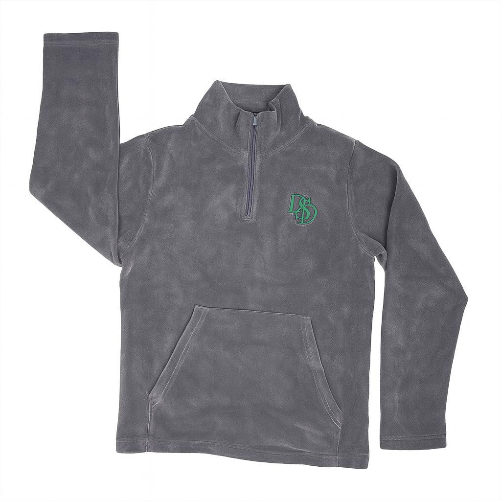 DŞD Nakış Logolu Yarım Fermuarlı Kangru Cepli Polar Sweatshirt