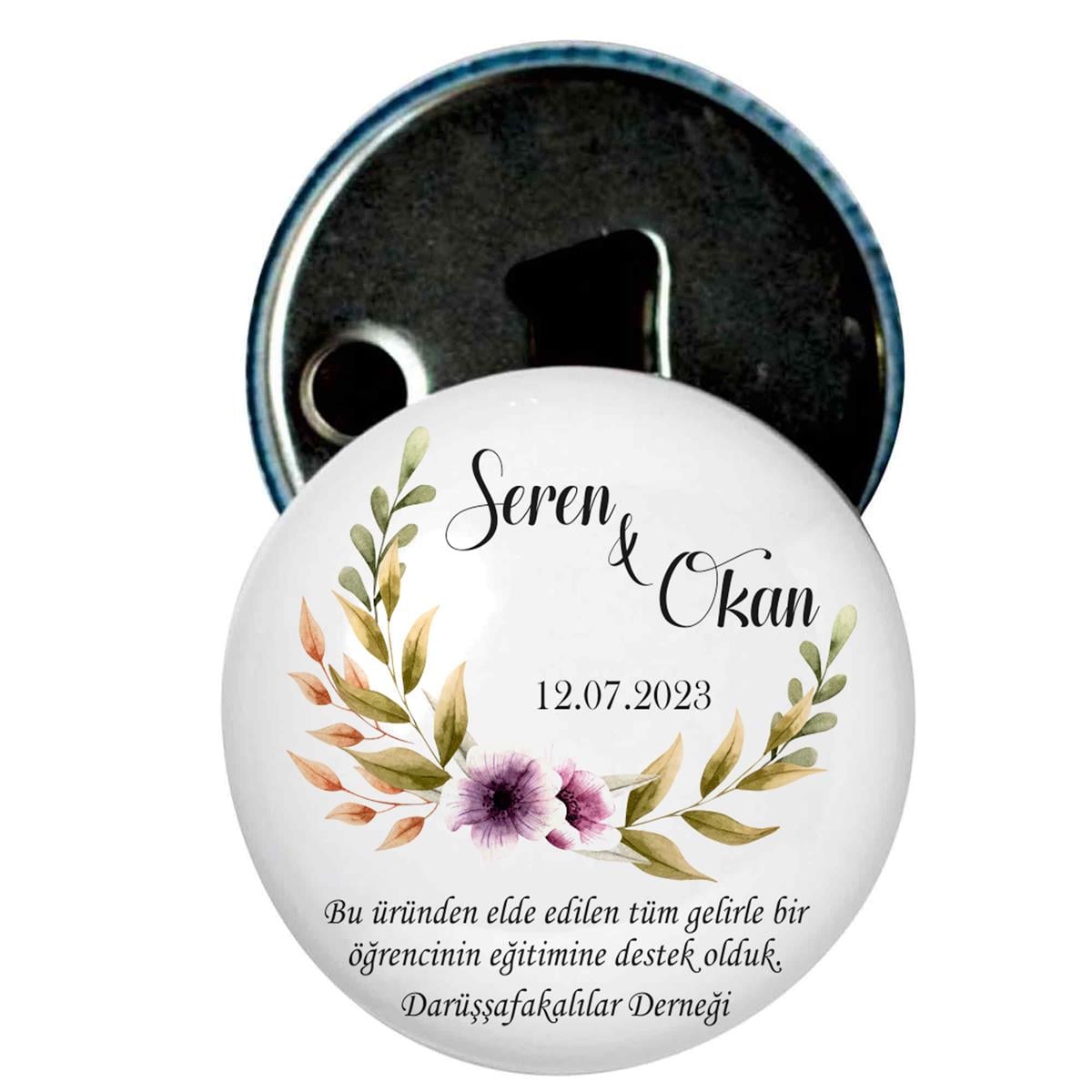 Nikah Şekeri Magnet Baskılı Kapak Açacak Mor Çiçekler