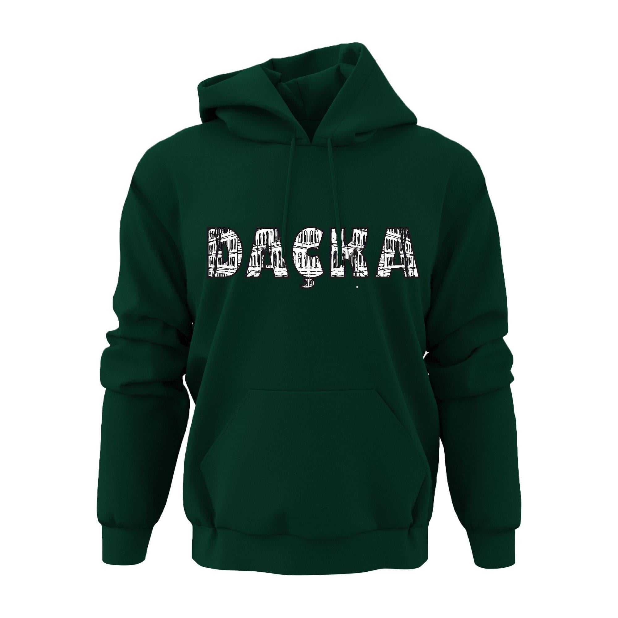 Yeşil Kapüşonlu Sweatshirt Hoodie - Nostaljik Bina Daçka