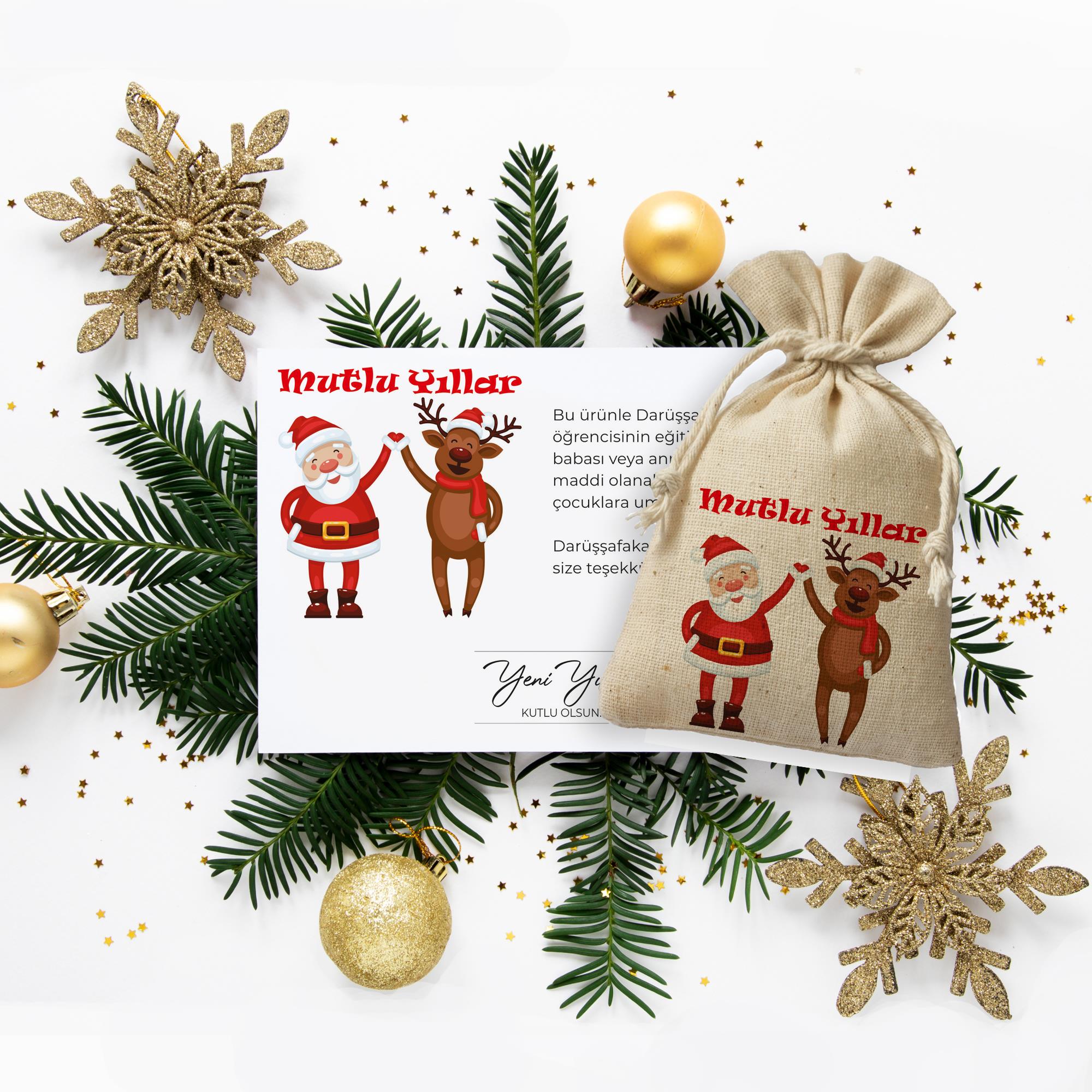 Yılbaşı Hediyelik Lavantalı Kese Noel Baba ve Geyik Baskılı Eğitime Destek Ürünü