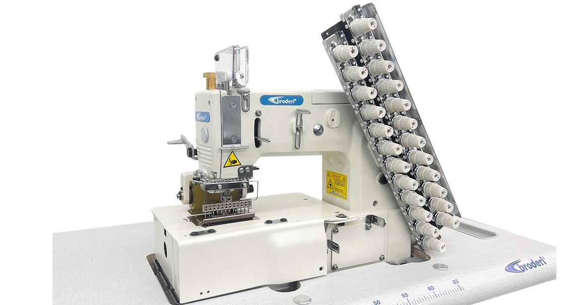 Broderi BD-1404P-D 4 İğne Düz Yatak Lastik Şerit Makinası