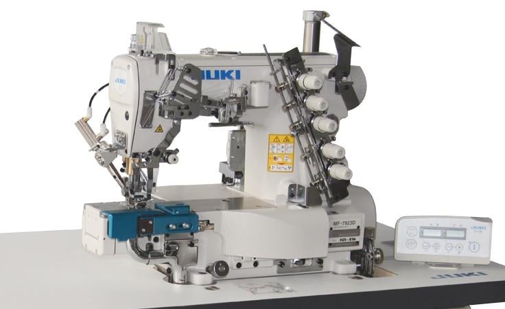 JUKİ Direct Drive, Elektronik, Burunlu, Regula Bıçaklı, Havalı Aparatlı Etek Reçme Makinası