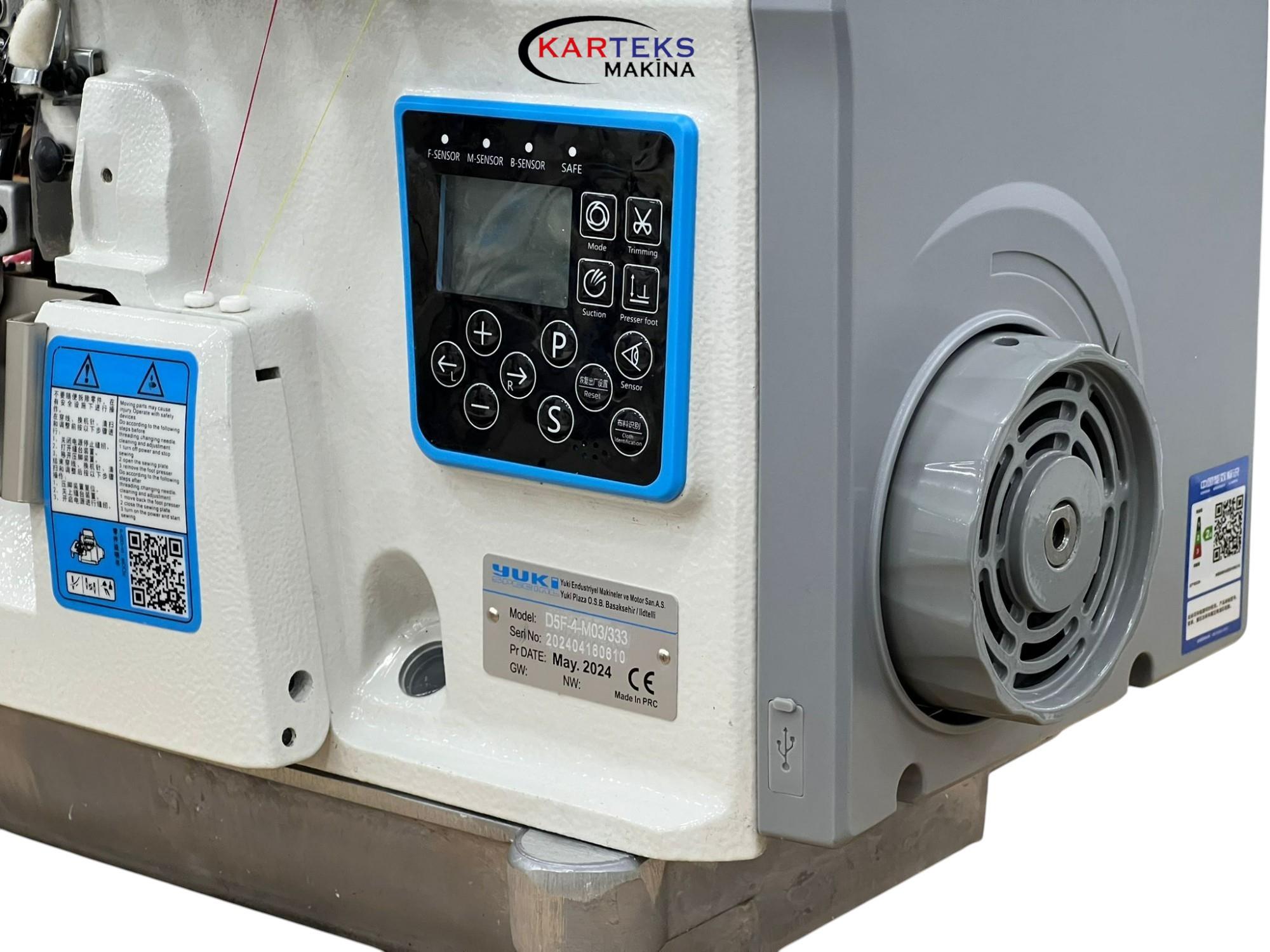 YUKİ D5F-4-M03/333 4 İplik Akıllı İp Kesicili Overlok Makinesi