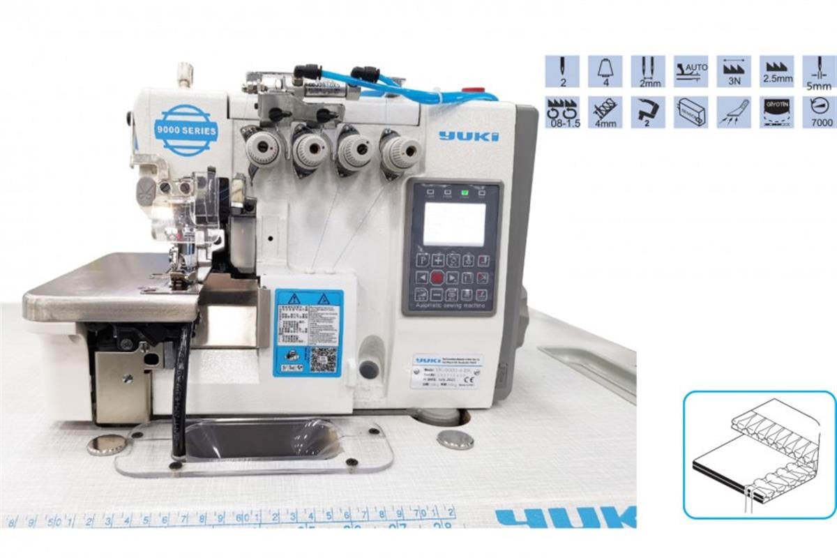 YUKİ YK-9000-4-BK 4 İplik Akıllı Overlok Makinesi Kıstırmalı Vakumlu