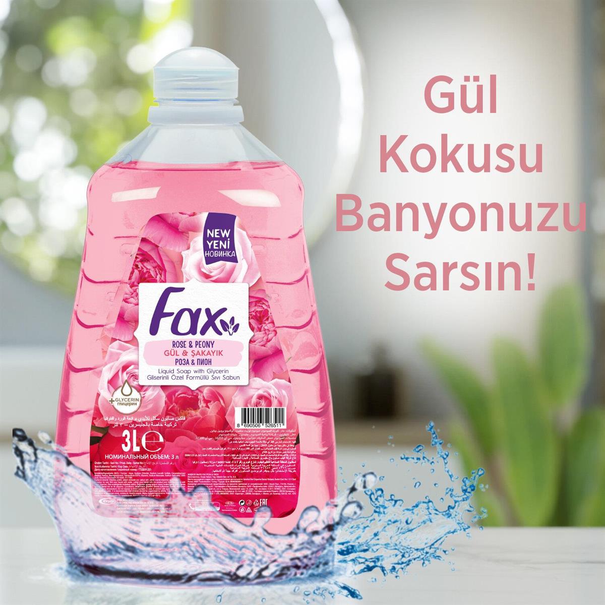 Fax Sıvı Sabun Gül & Şakayık 3 Lt