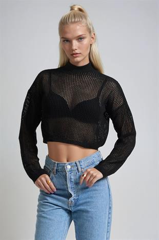 Ajurlu Crop Triko Kazak 1424