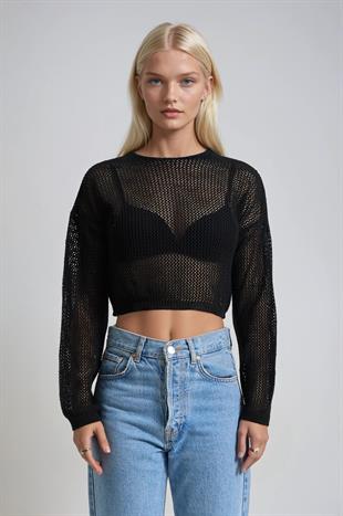 Ajurlu Crop Triko Kazak 1424