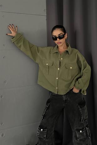 Anya Oversize Gabardin Ceket 6063-8 R4-G-K2