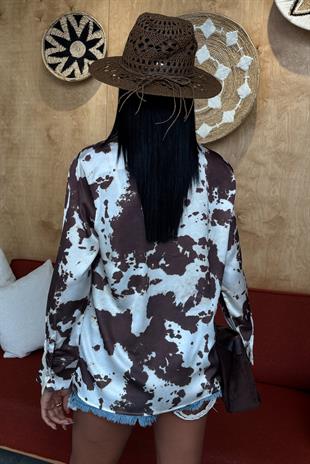Batik Desenli Chanel Saten Gömlek 3467 R9-D-K3