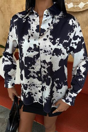 Batik Desenli Chanel Saten Gömlek 3467 R9-D-K3
