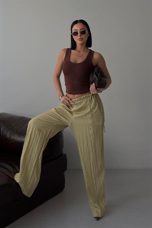 Beli Büzgü Detaylı  Rahat Pantolon   0128