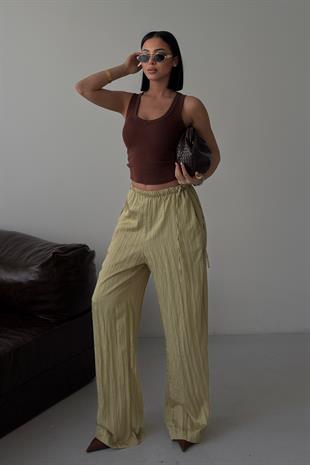 Beli Büzgü Detaylı  Rahat Pantolon   0128