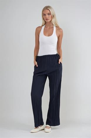 Beli Büzgü Detaylı  Rahat Pantolon   0128