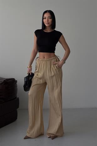 Beli Büzgü Detaylı  Rahat Pantolon   0128