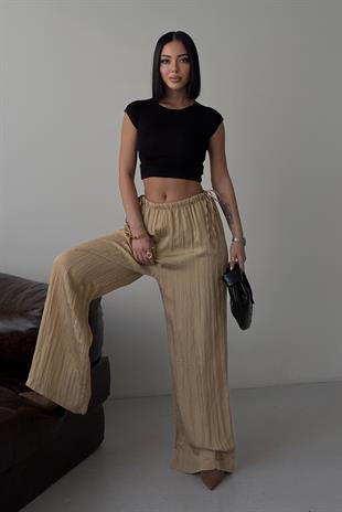 Beli Büzgü Detaylı  Rahat Pantolon   0128