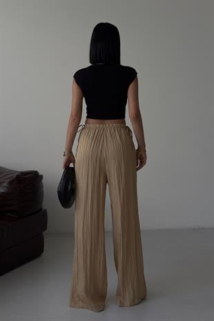 Beli Büzgü Detaylı  Rahat Pantolon   0128