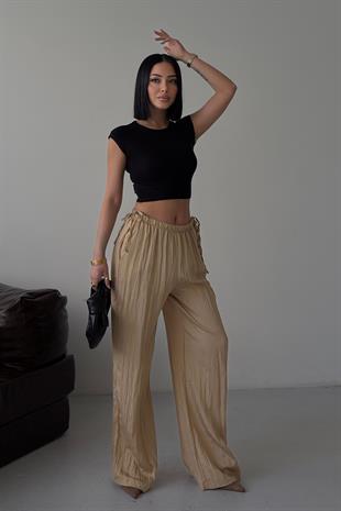 Beli Büzgü Detaylı  Rahat Pantolon   0128