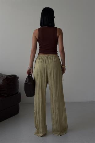 Beli Büzgü Detaylı  Rahat Pantolon   0128