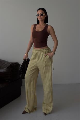 Beli Büzgü Detaylı  Rahat Pantolon   0128