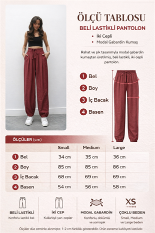 Beli Lastikli Bordo Rahat Pantolon 0136
