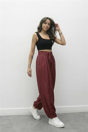 Beli Lastikli Bordo Rahat Pantolon 0136