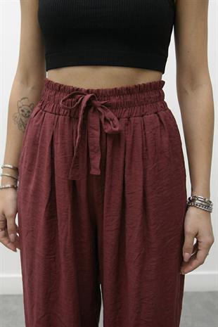 Beli Lastikli Bordo Rahat Pantolon 0136