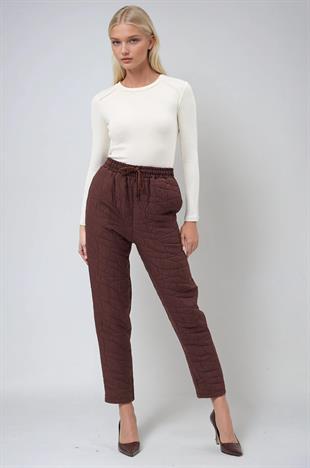 Beli Lastikli ve Desenli Havuç Pantolon 0095 R4-K-K3