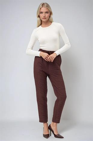 Beli Lastikli ve Desenli Havuç Pantolon 0095 R4-K-K3