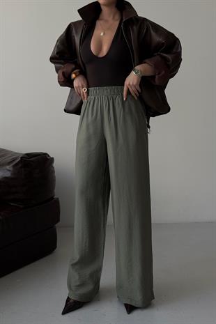 Beli Lastikli Yarım Astarlı Rahat Pantolon 0135