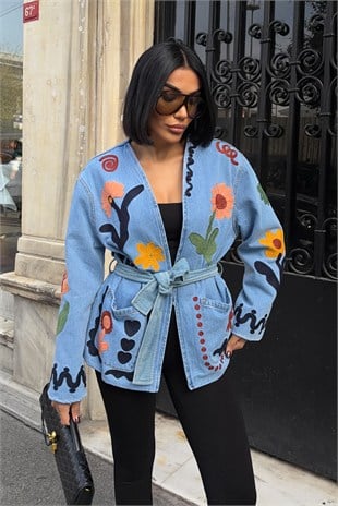 Bloom Nakış Detaylı Denim Ceket    5208