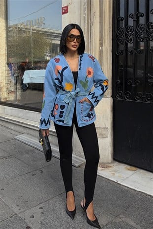 Bloom Nakış Detaylı Denim Ceket    5208
